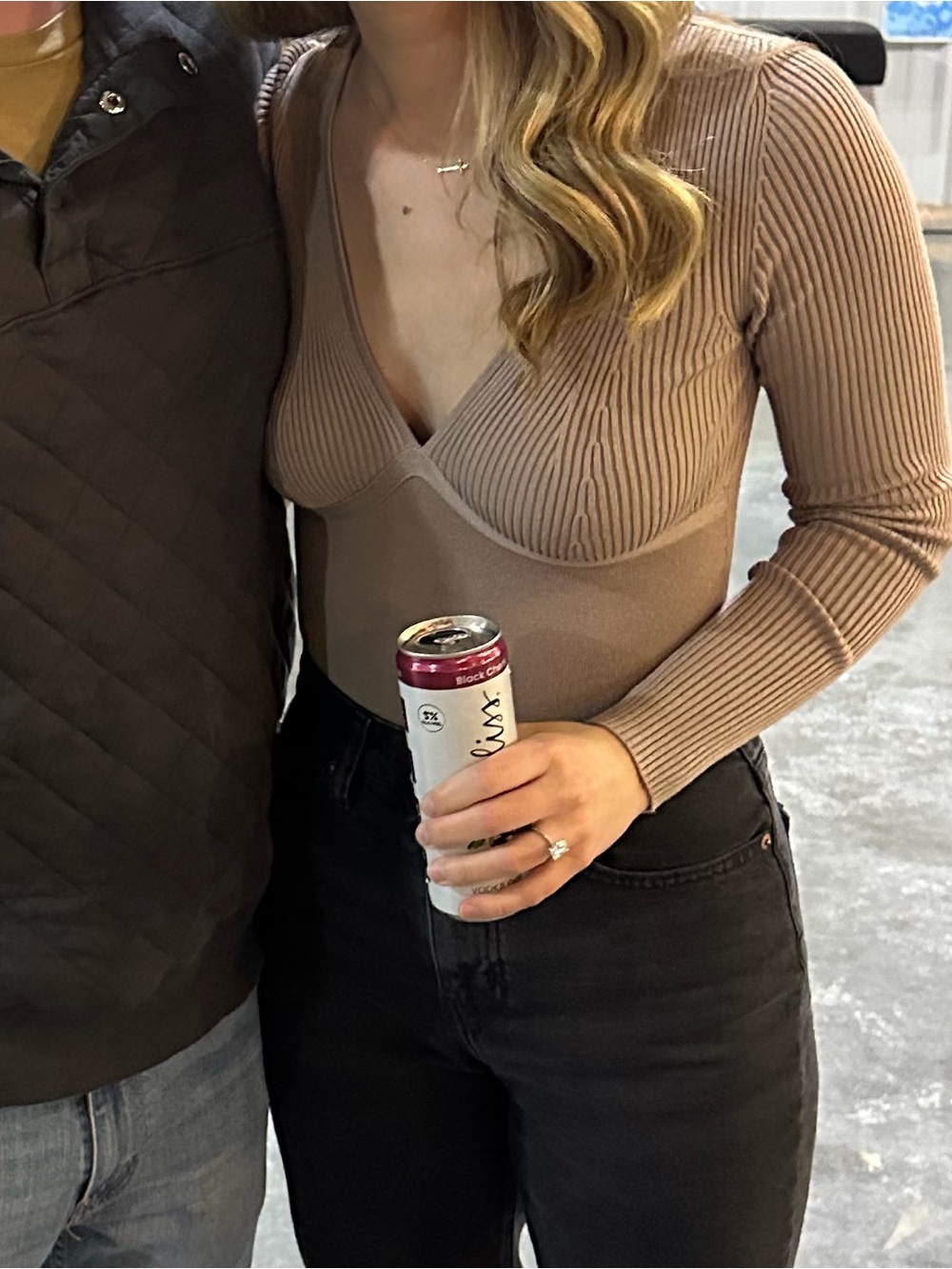 Abercrombie & Fitch Ribbed Long-Sleeve Bodysuit in Taupe